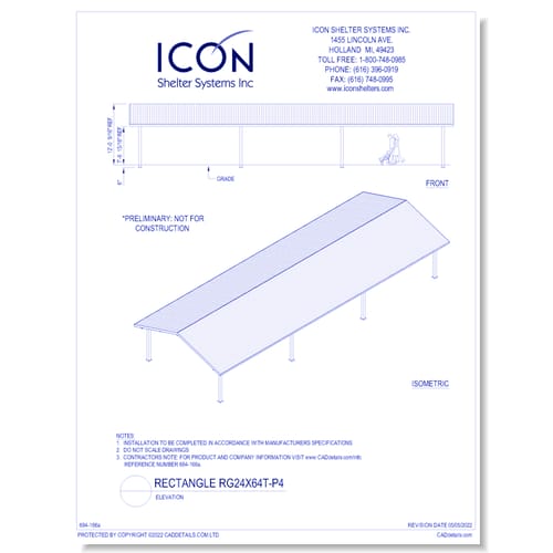 Rectangular Gable RG24x64T-P4 - Elevation
