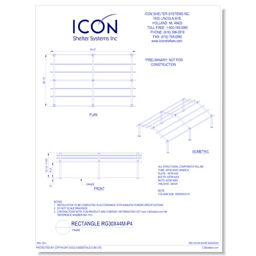 Rectangular Gable RG30x44M-P4 - Frame