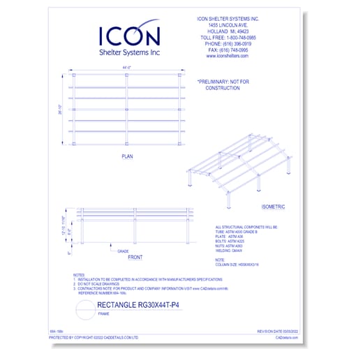 Rectangular Gable RG30x44T-P4 - Frame