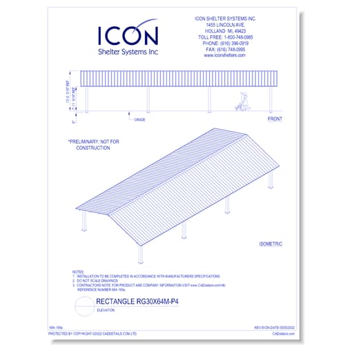 Rectangular Gable RG30x64M-P4 - Elevation