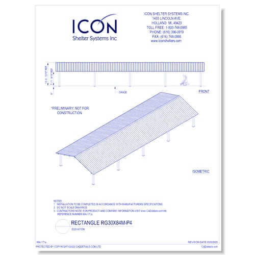 Rectangular Gable RG30x84M-P4 - Elevation
