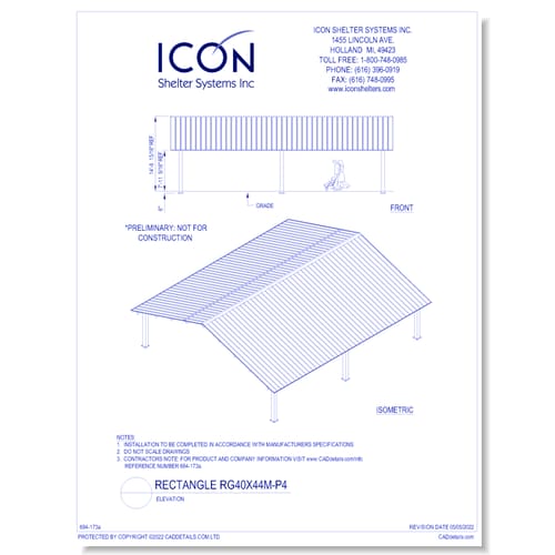 Rectangular Gable RG40x44M-P4 - Elevation