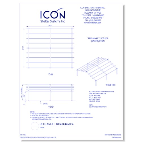 Rectangular Gable RG40x44M-P4 - Frame