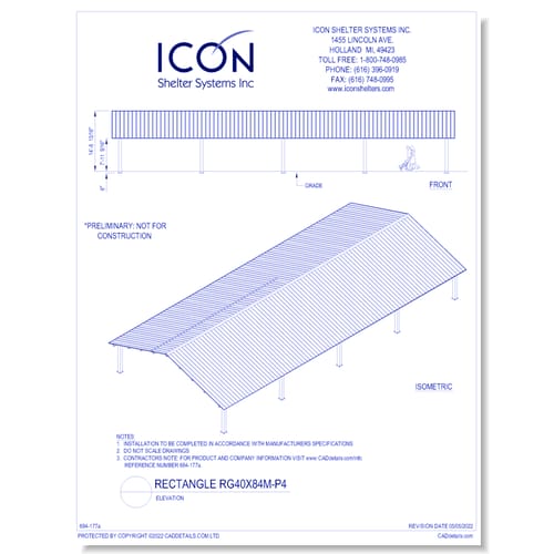 Rectangular Gable RG40x84M-P4 - Elevation