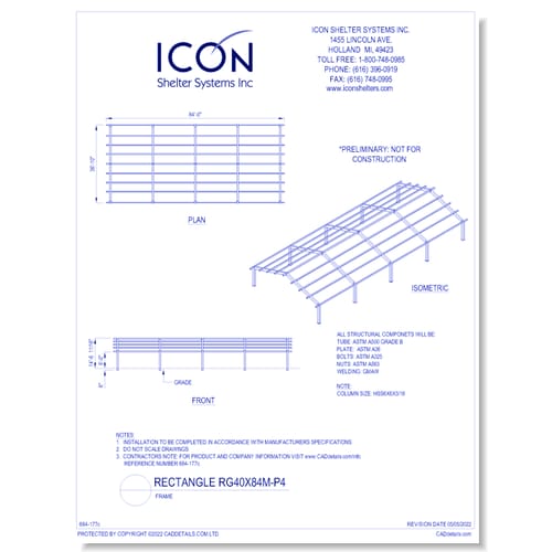 Rectangular Gable RG40x84M-P4 - Frame