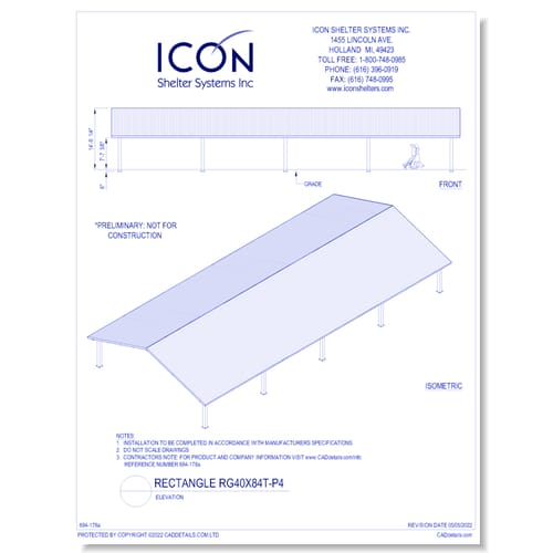 Rectangular Gable RG40x84T-P4 - Elevation