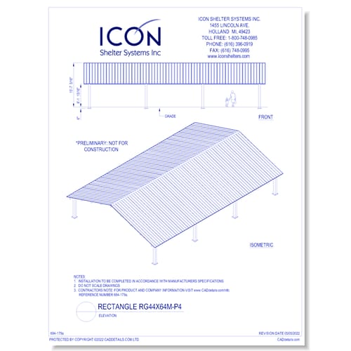 Rectangular Gable RG44x64M-P4 - Elevation