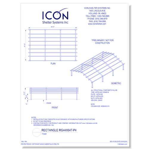 Rectangular Gable RG44x64T-P4 - Frame