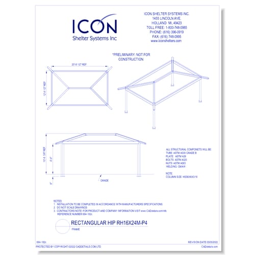 Rectangular Hip RH16x24M-P4 - Frame