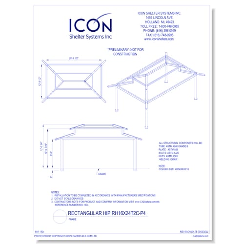 Rectangular Hip RH16x24T2C-P4 - Frame