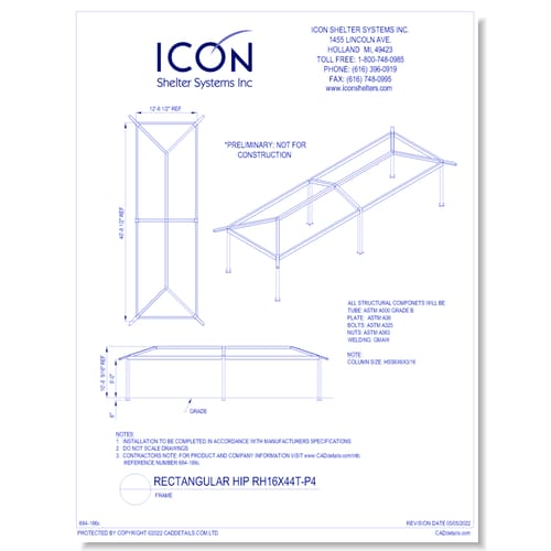 Rectangular Hip RH16x44T-P4 - Frame