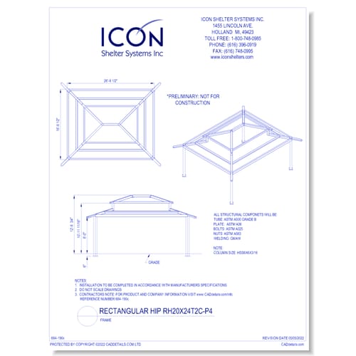 Rectangular Hip RH20x24T2C-P4 - Frame