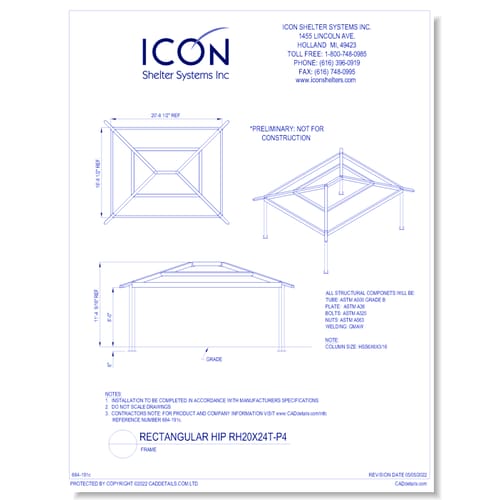 Rectangular Hip RH20x24T-P4 - Frame