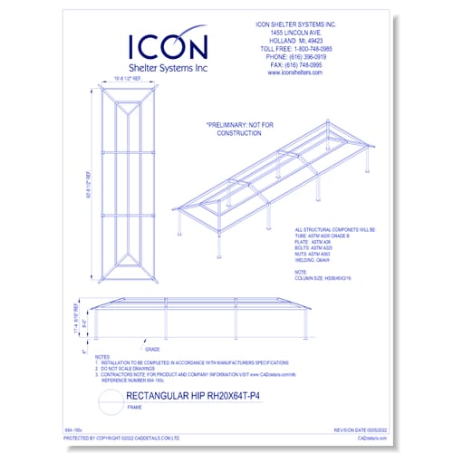 Rectangular Hip RH20x64T-P4 - Frame