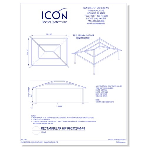 Rectangular Hip RH24x30M-P4 - Frame