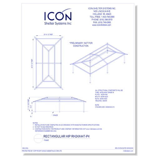 Rectangular Hip RH24x44T-P4 - Frame