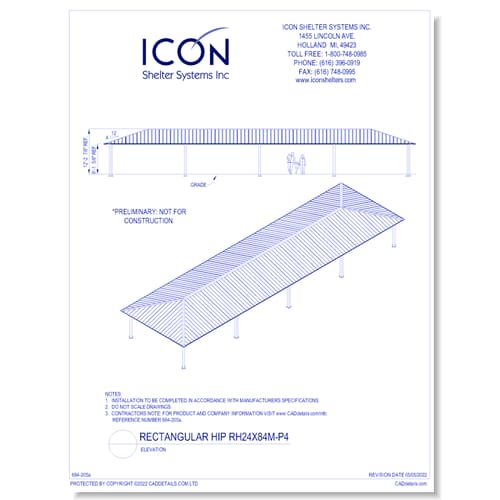 Rectangular Hip RH24x84M-P4 - Elevation