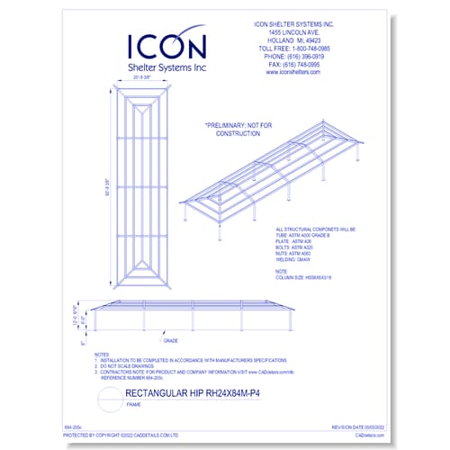 Rectangular Hip RH24x84M-P4 - Frame