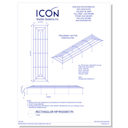 Rectangular Hip RH24x84T-P4 - Frame