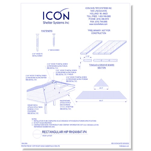Rectangular Hip RH24x84T-P4 - Roof Layout