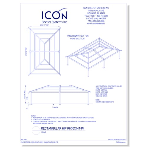 Rectangular Hip RH30x44T-P4 - Frame