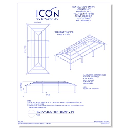 Rectangular Hip RH30x64M-P4 - Frame
