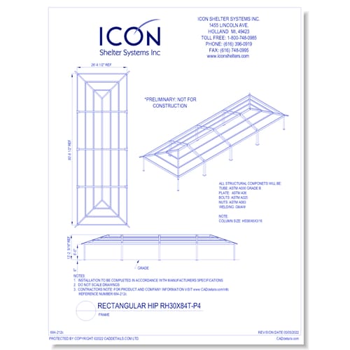 Rectangular Hip RH30x84T-P4 - Frame