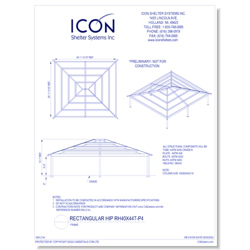 Rectangular Hip RH40x44T-P4 - Frame