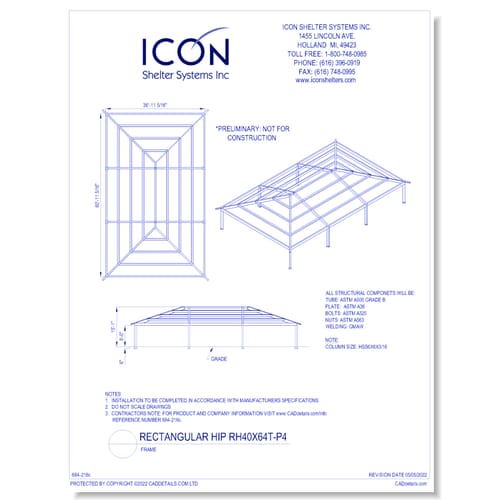 Rectangular Hip RH40x64T-P4 - Frame