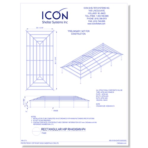 Rectangular Hip RH40x84M-P4 - Frame