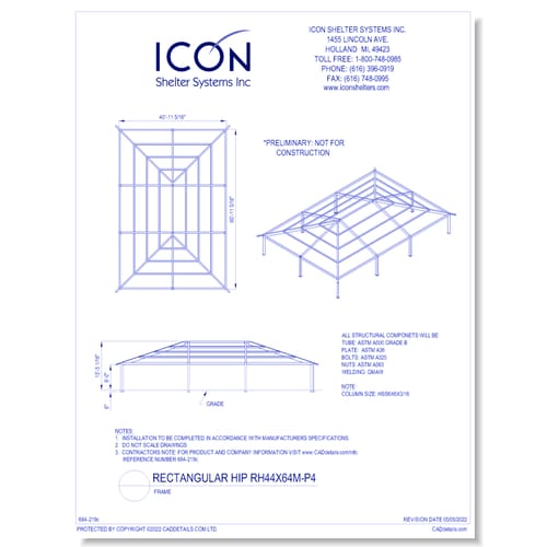 Rectangular Hip RH44x64M-P4 - Frame