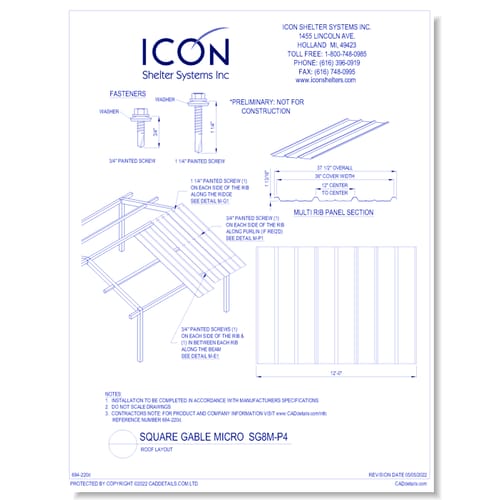 Square Gable Micro SG8M-P4 - Roof Layout