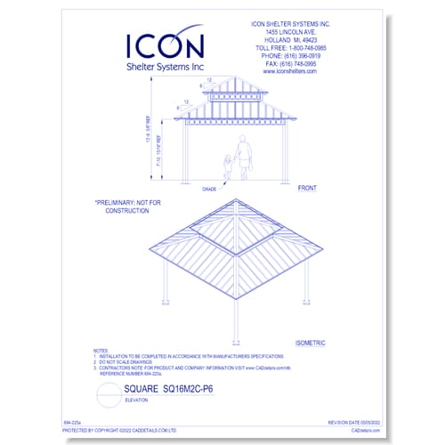 Square SQ16M2CFC-P6 - Elevation