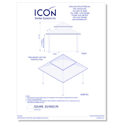 Square SQ16T2C-P6 - Elevation