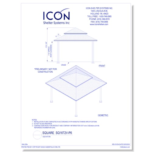 Square SQ16T2V-P6 - Elevation