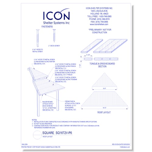 Square SQ16T2V-P6 - Roof Layout