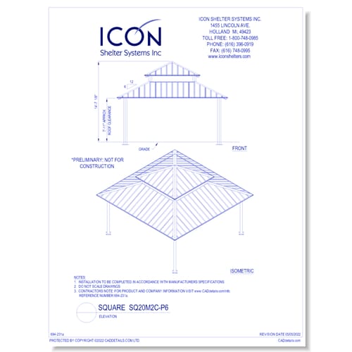 Square SQ20M2C-P6 - Elevation