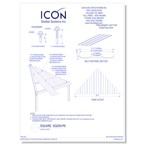 Square SQ20M-P6 - Roof Layout