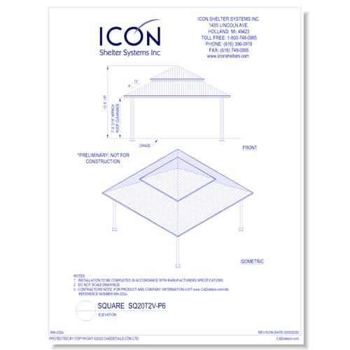 Square SQ20T2V-P6 - Elevation