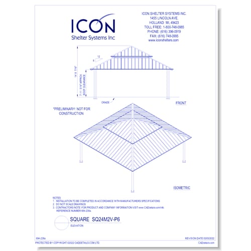 Square SQ24M2V-P6 - Elevation