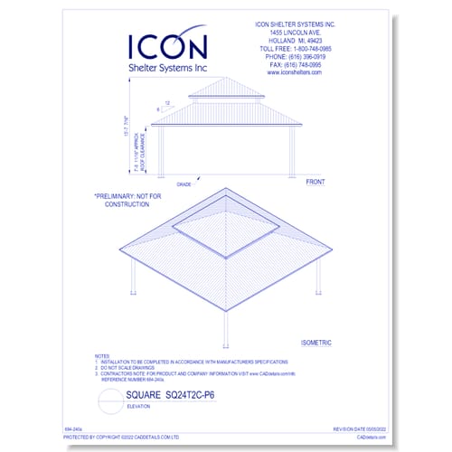 Square SQ24T2C-P6 - Elevation