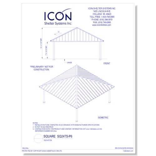 Square SQ24T2S-P6 - Elevation