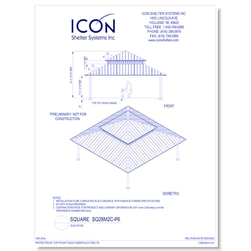 Square SQ28M2C-P6 - Elevation
