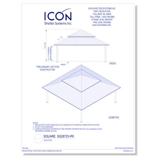 Square SQ28T2V-P6 - Elevation