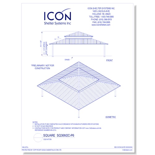 Square SQ36M2C-P6 - Elevation