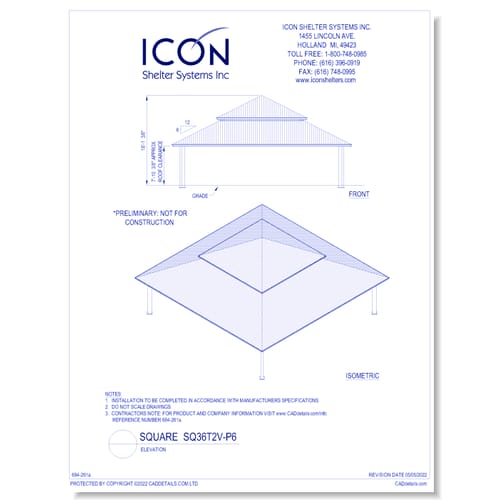Square SQ36T2V-P6 - Elevation