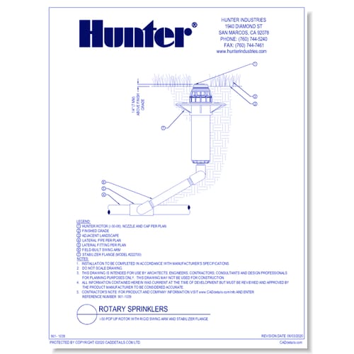 Rotary Sprinklers: I-50 Pop Up Rotor with Rigid Swing Arm and Stabilizer Flange