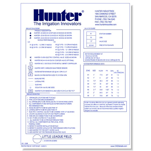 Little League - I-25 Design - Irrigation Legend
