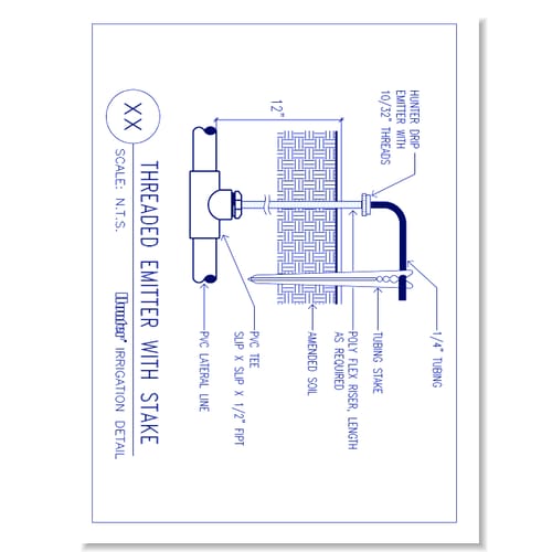 Drip Emitters - Threaded Emitter on Poly Flex Riser with Stake