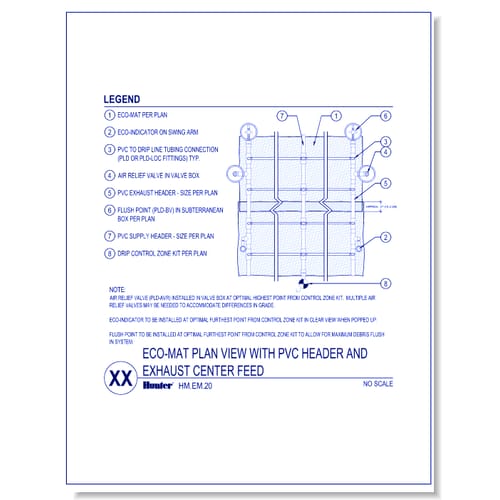 ECO-MAT Plan View with PVC Header and Exhaust Center Feed